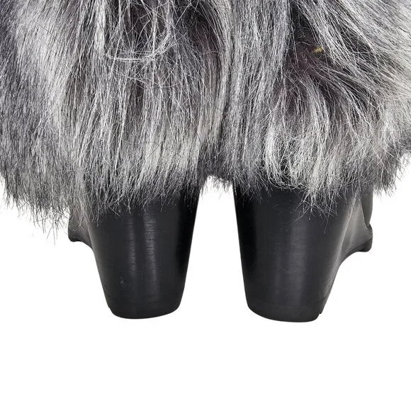 SOREL "Park City" Waterproof Black Leather Faux Fur Wedge Boots | US 8.5 | $300 - Picture 7 of 9